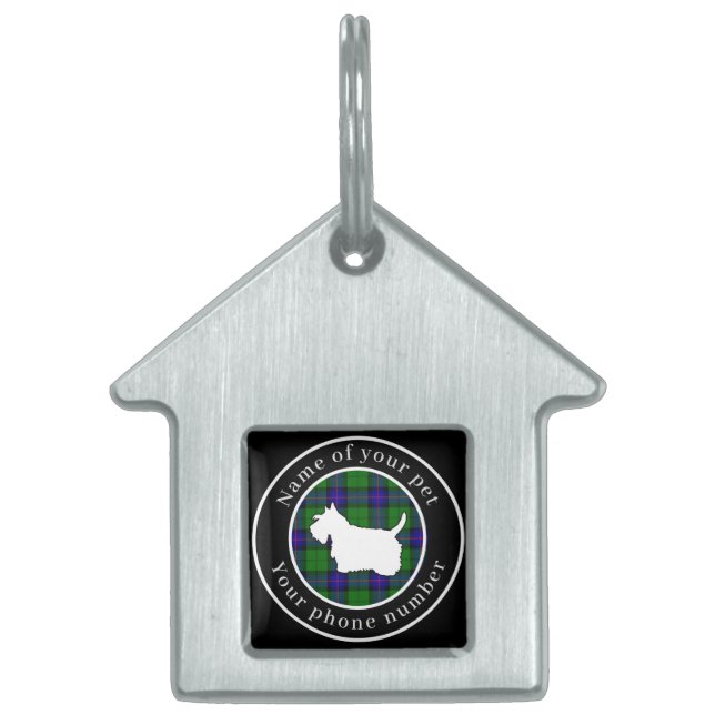 Placa Para Mascotas Personalizado perro escocés Armstrong Tartan (Frente)