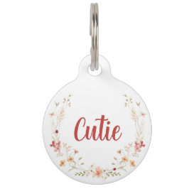 Placa Para Mascotas Personalizado Personalizado Floral Dog Pet Tag Wil