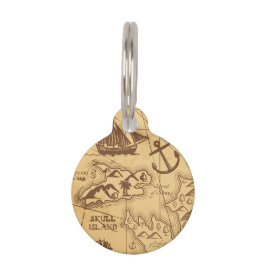 Placa Para Mascotas Personalizado Pirate mapa punto de tierra Familia