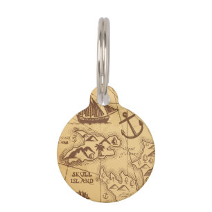Placa Para Mascotas Personalizado Pirate mapa punto de tierra Familia