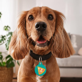 Placa Para Mascotas Personalizado Pizza Slice