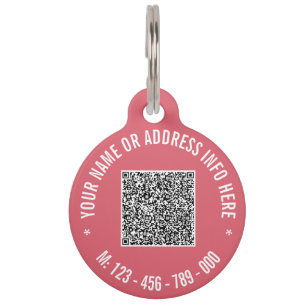 Placa Para Mascotas Personalizado QR Código Teléfono Mensajes de texto