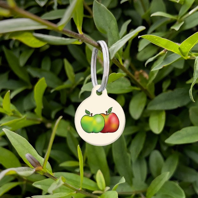 Placa Para Mascotas Personalizado Rojo Y Verde Frutas De Manzana E Inf (Subido por el creador)