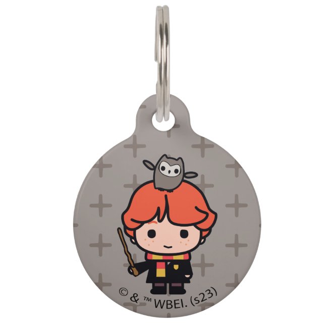 Placa Para Mascotas Personalizado Ron Weasley y Pigwidgeon (Anverso)