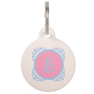Placa Para Mascotas Personalizado rosa y azul 