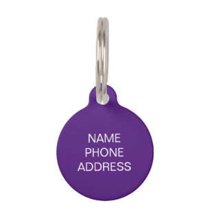 Placa Para Mascotas Personalizado simple morado blanco Nombre info per