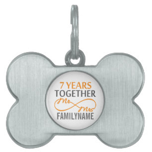 Placa Para Mascotas Personalizado Sr. y Sra. 7º Aniversario