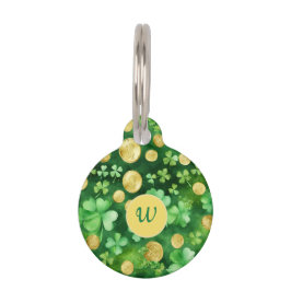 Placa Para Mascotas Personalizado St Patrick's Day Shamrock Gold Green
