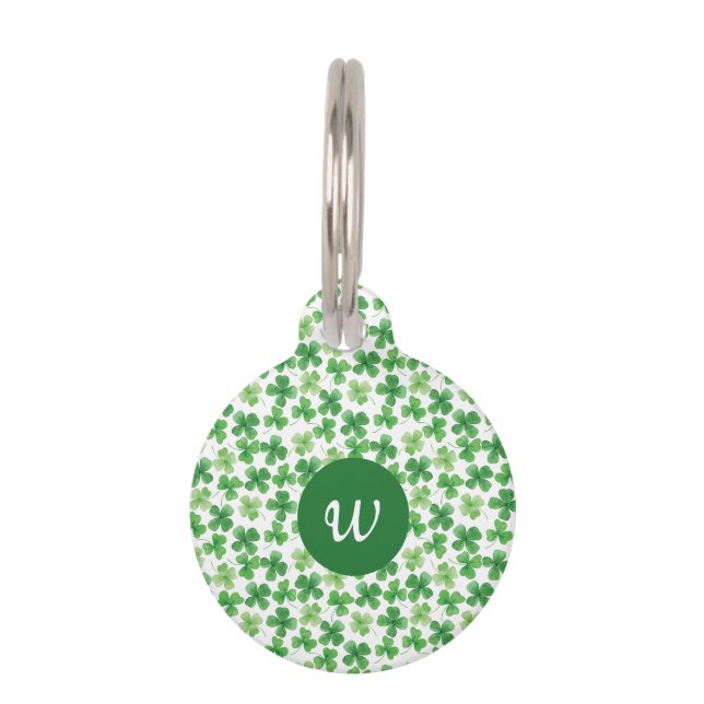 Placa Para Mascotas Personalizado St Patrick's Day Shamrock Green Clov (Anverso)