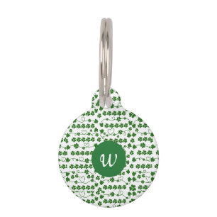 Placa Para Mascotas Personalizado St Patrick's Day Shamrock Heart Whit