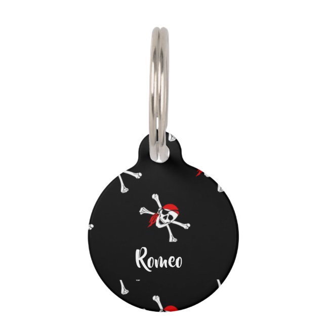 Placa Para Mascotas Personalizado texto pirata patrón (Anverso)