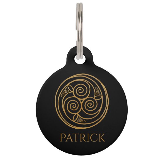 Placa Para Mascotas Personalizado Triple Celta Knot Swirl Mandala (Anverso)