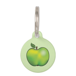 Placa Para Mascotas Personalizado verde Ilustracion Apple e informació
