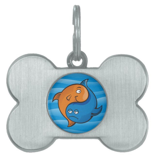 Placa Para Mascotas Personalizado Yin Yang Fish (Frente)