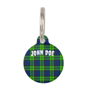 Placa Para Mascotas Personalizar Blackwatch Plaid Tartán