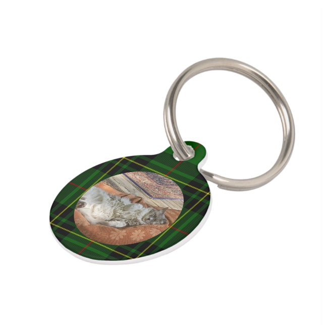 Placa Para Mascotas Personalizar Forbes Tartan Green Cat (Lateral)