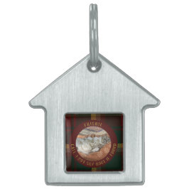 Placa Para Mascotas Personalizar Gato Perdido Tartán Arce Burgundy