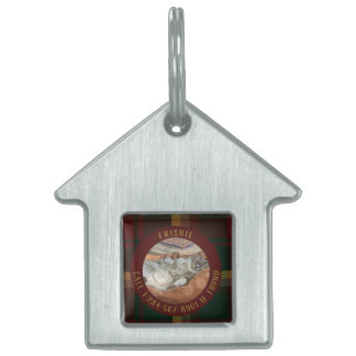 Placa Para Mascotas Personalizar Gato Perdido Tartán Arce Burgundy