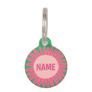 Placa Para Mascotas PERSONALIZAR IT Pink Daisy Flower Name ID