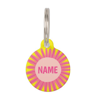 Placa Para Mascotas PERSONALIZAR IT Pink Daisy Flower Name ID