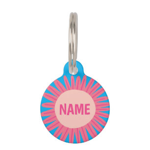 Placa Para Mascotas PERSONALIZAR IT Pink Daisy Flower Name ID
