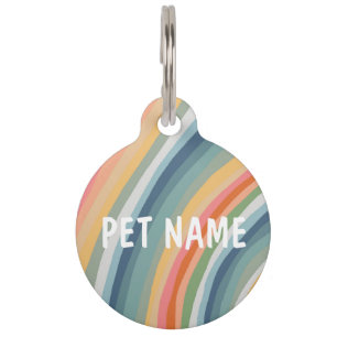 Placa Para Mascotas PERSONALIZAR IT Rainbow Retro Stripes Colorful