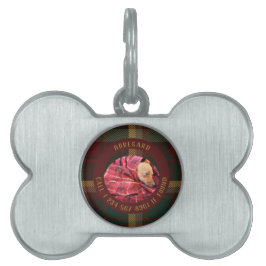 Placa Para Mascotas Personalizar Perdido Perro Maple Leaf Tartan Burgu