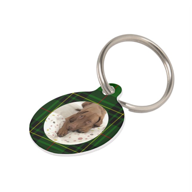 Placa Para Mascotas Personalizar perro verde Forbes Tartan (Lateral)