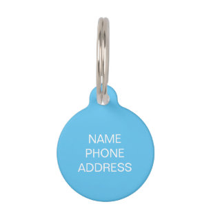 Placa Para Mascotas Personalizar, personalizar azul claro, perro blanc