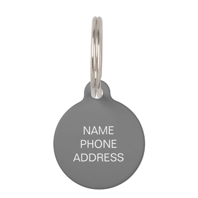 Placa Para Mascotas Personalizar, personalizar gris, perro blanco, nom (Anverso)