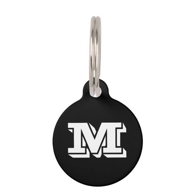 Placa Para Mascotas Personalizar, personalizar perro blanco negro, nom (Anverso)