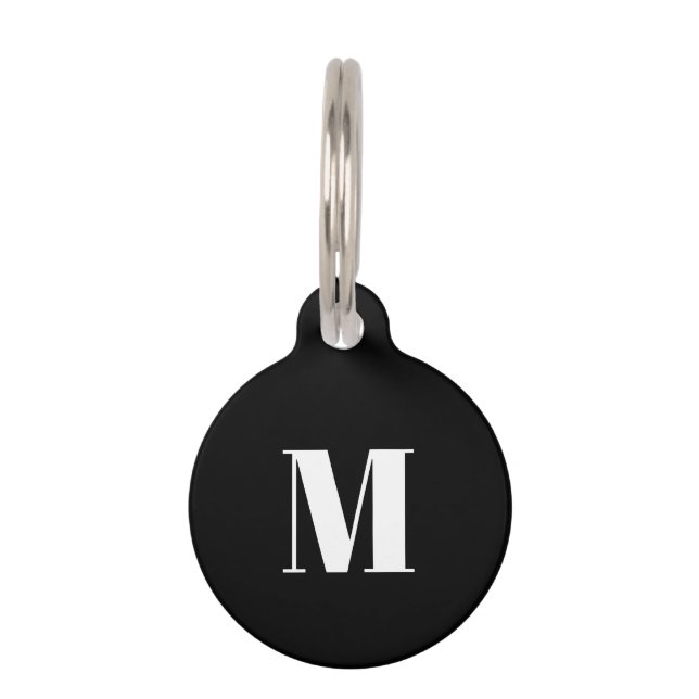 Placa Para Mascotas Personalizar, personalizar perro blanco negro, nom (Anverso)