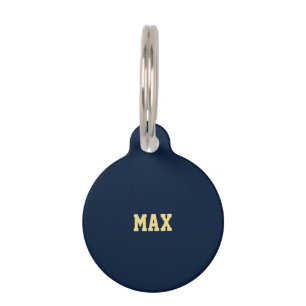 Placa Para Mascotas Personalizar personalizar perro dorado azul marino