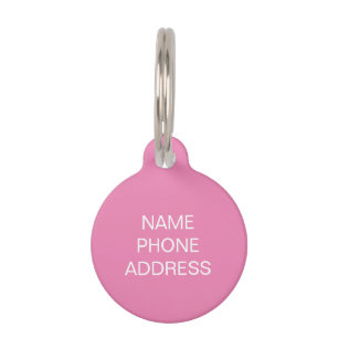 Placa Para Mascotas Personalizar, personalizar rosa, perro blanco, nom