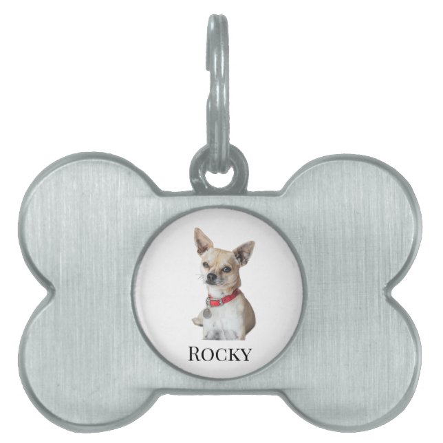 Placa Para Mascotas Personalized Dog Photo | Custom Pet Name  (Frente)