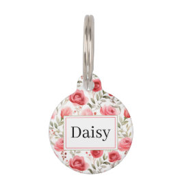 Placa Para Mascotas Personalized Floral Dog Tag with Name