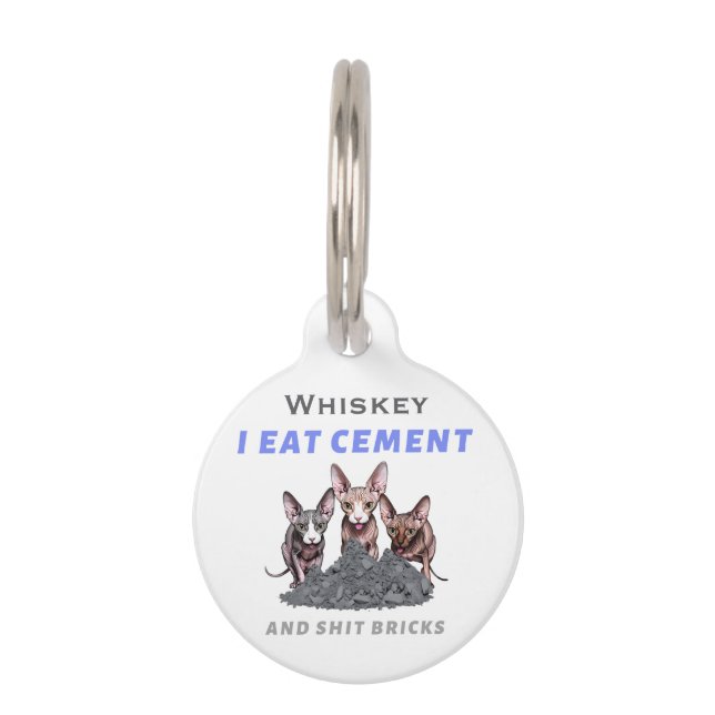 Placa Para Mascotas Personalized Sphynx Cats Funny I Eat Cement Meme  (Anverso)