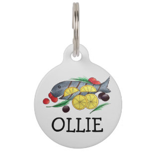 Placa Para Mascotas Pescado fresco a la parrilla Mariscos Mediterráneo