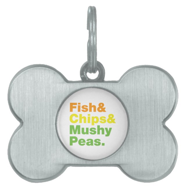 Placa Para Mascotas Pescados y chuletas y guisantes. (Frente)