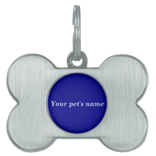Placa Para Mascotas Pet’s Name With Blue Background on Bone Shaped (Frente)