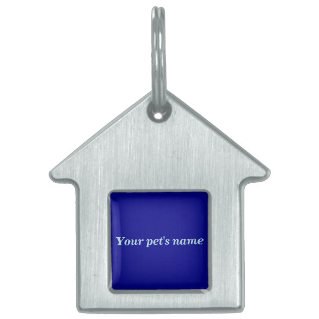 Placa Para Mascotas Pet’s Name With Blue Background on House Shaped (Frente)