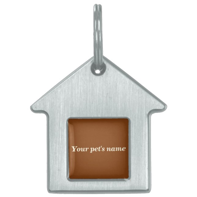 Placa Para Mascotas Pet’s Name With Brown Background on House Shaped (Frente)