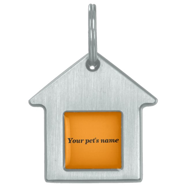 Placa Para Mascotas Pet’s Name With Orange Background on House Shaped (Frente)