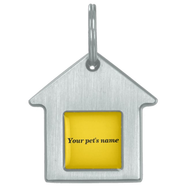 Placa Para Mascotas Pet’s Name With Yellow Background on House Shaped (Frente)