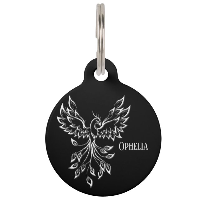 Placa Para Mascotas Phoenix Rises en Negro (Anverso)