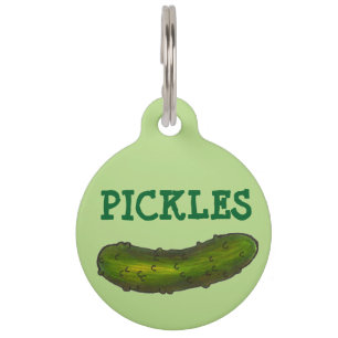 Placa Para Mascotas Pickles Crunchy Green Dill Pickle Personalizado