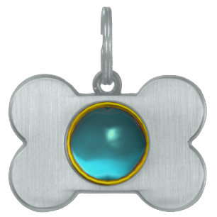 Placa Para Mascotas PIEDRA AZUL AQUAMARINA verde azulada