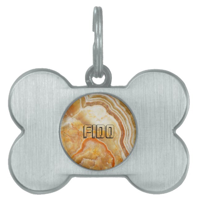 Placa Para Mascotas Piedra de mármol beige y marrón claro 3 (Frente)