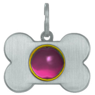 Placa Para Mascotas PIEDRA PRECIOSA AMETISTA FUCsia ROSA