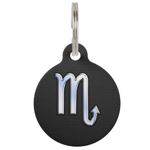 Placa Para Mascotas Piel de serpiente negra de Rótulo negro Escorpio p